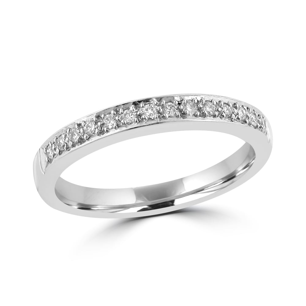 18ct White Gold Grain Diamond Set Band Ring