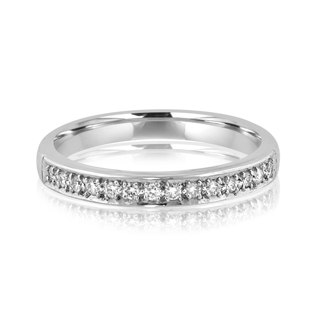 18ct White Gold Grain Diamond Set Band Ring