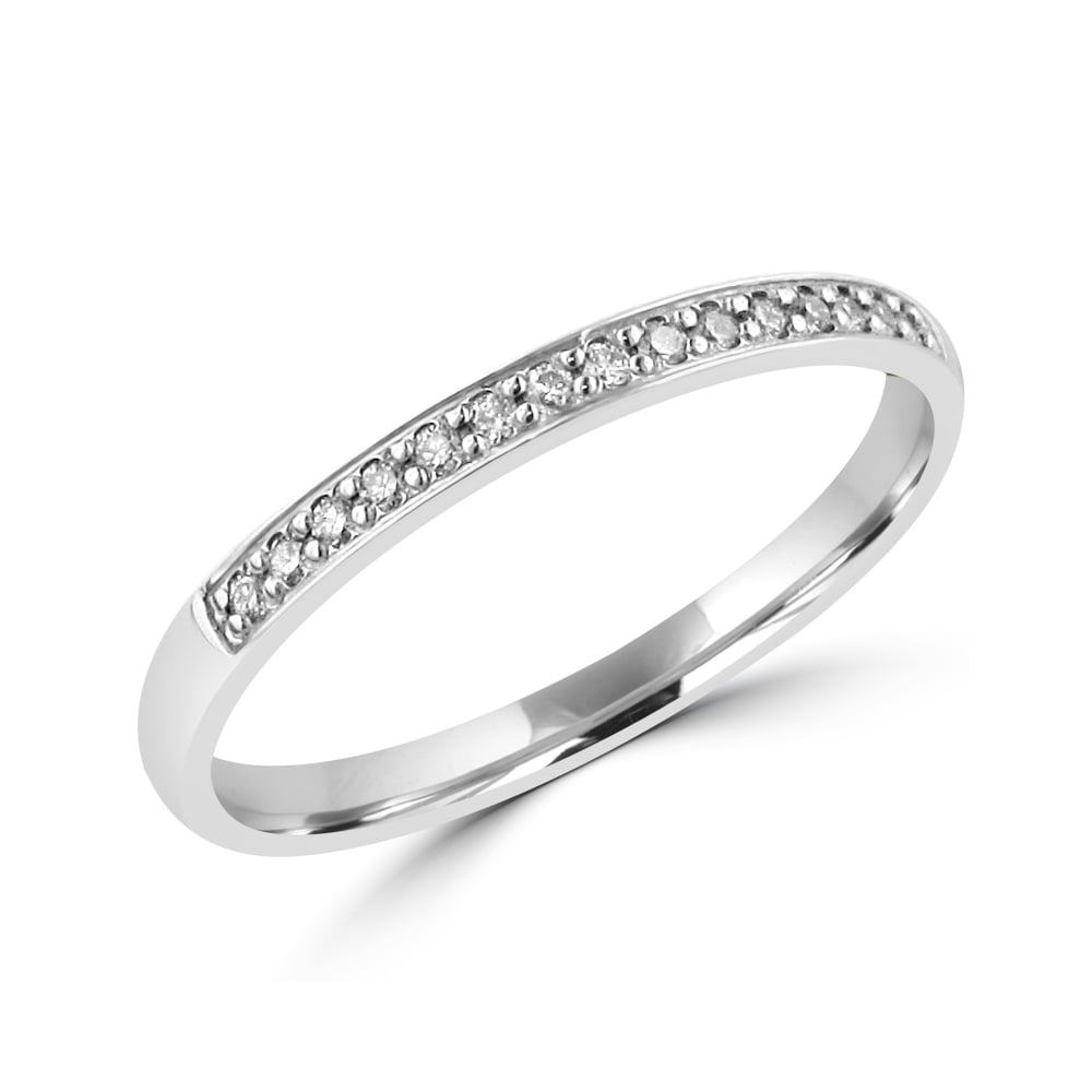 9ct White Gold Diamond Vintage Inspired Wedding Ring