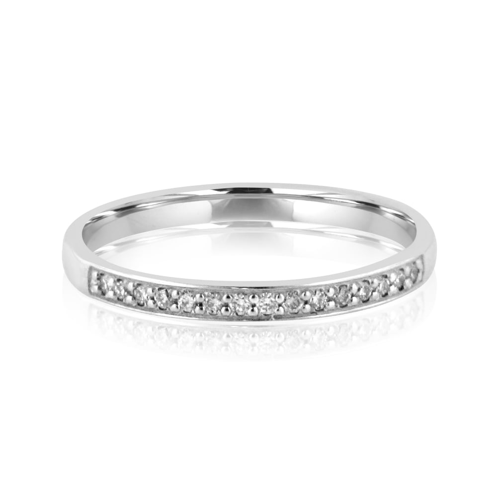9ct White Gold Diamond Vintage Inspired Wedding Ring