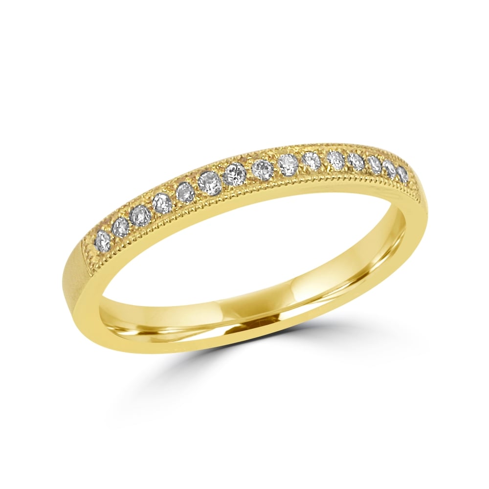 Yellow Gold Fifteen Round Diamond Wedding Ring