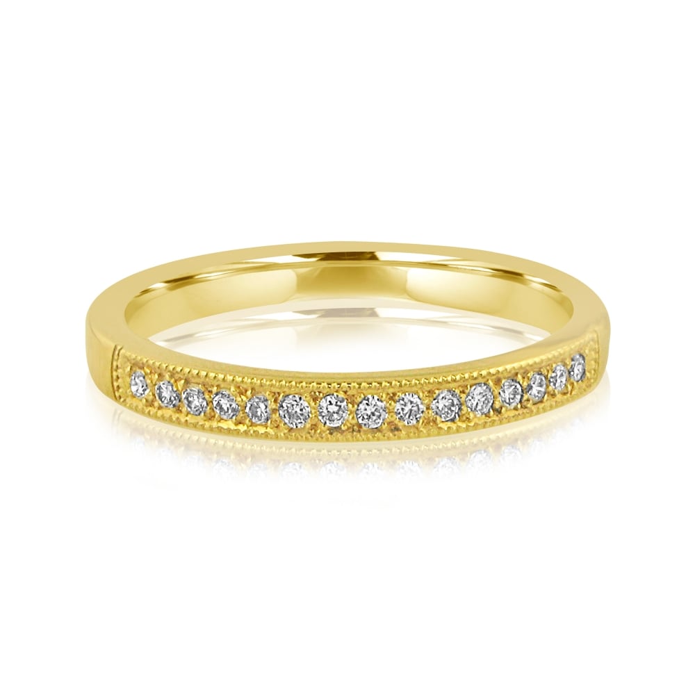 Yellow Gold Fifteen Round Diamond Wedding Ring