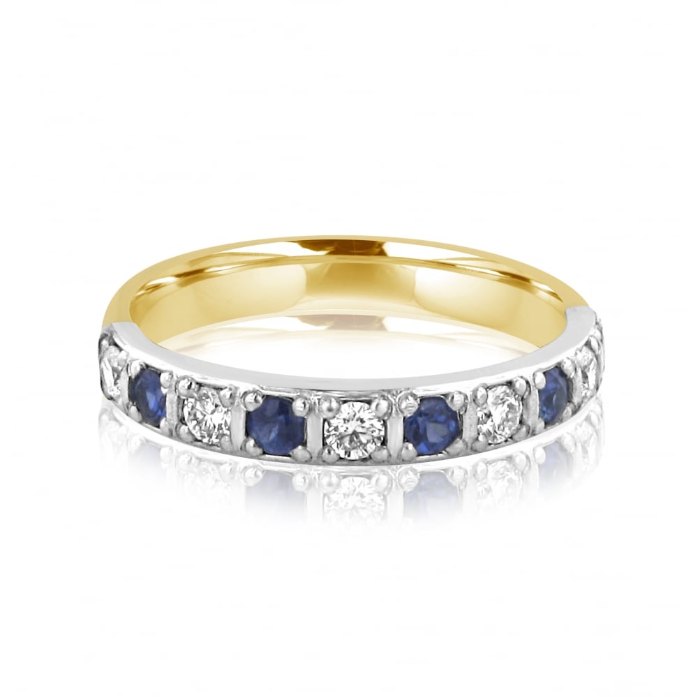 Yellow and White Gold Sapphire and Diamond Ring