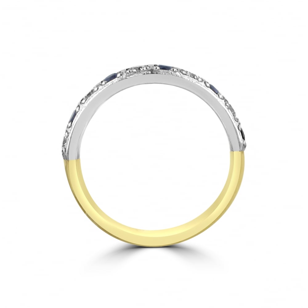 Yellow and White Gold Sapphire and Diamond Ring