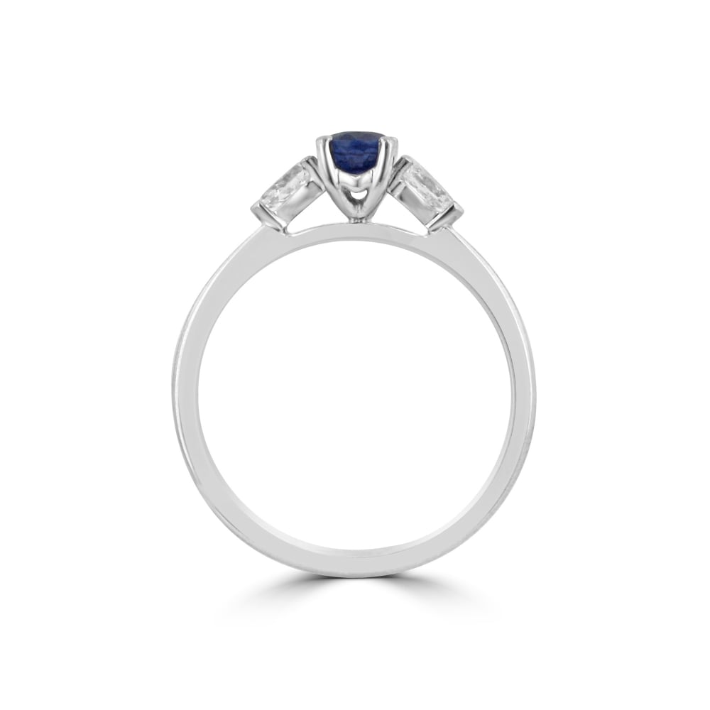 0.71ct Oval Sapphire and Diamond three Stone Ring