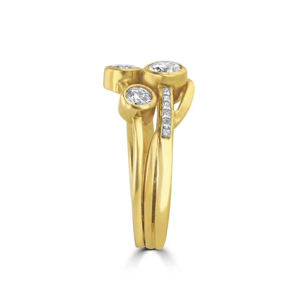 18ct Yellow Gold Cascata Three Band Fancy Diamond Ring