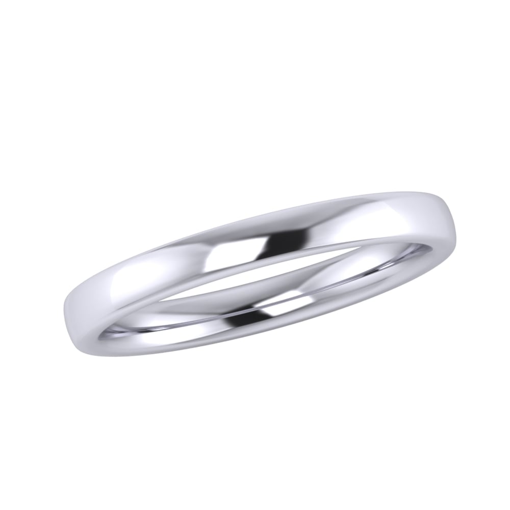 Platinum 2.5mm Slight Court Wedding Ring (Medium Weight)