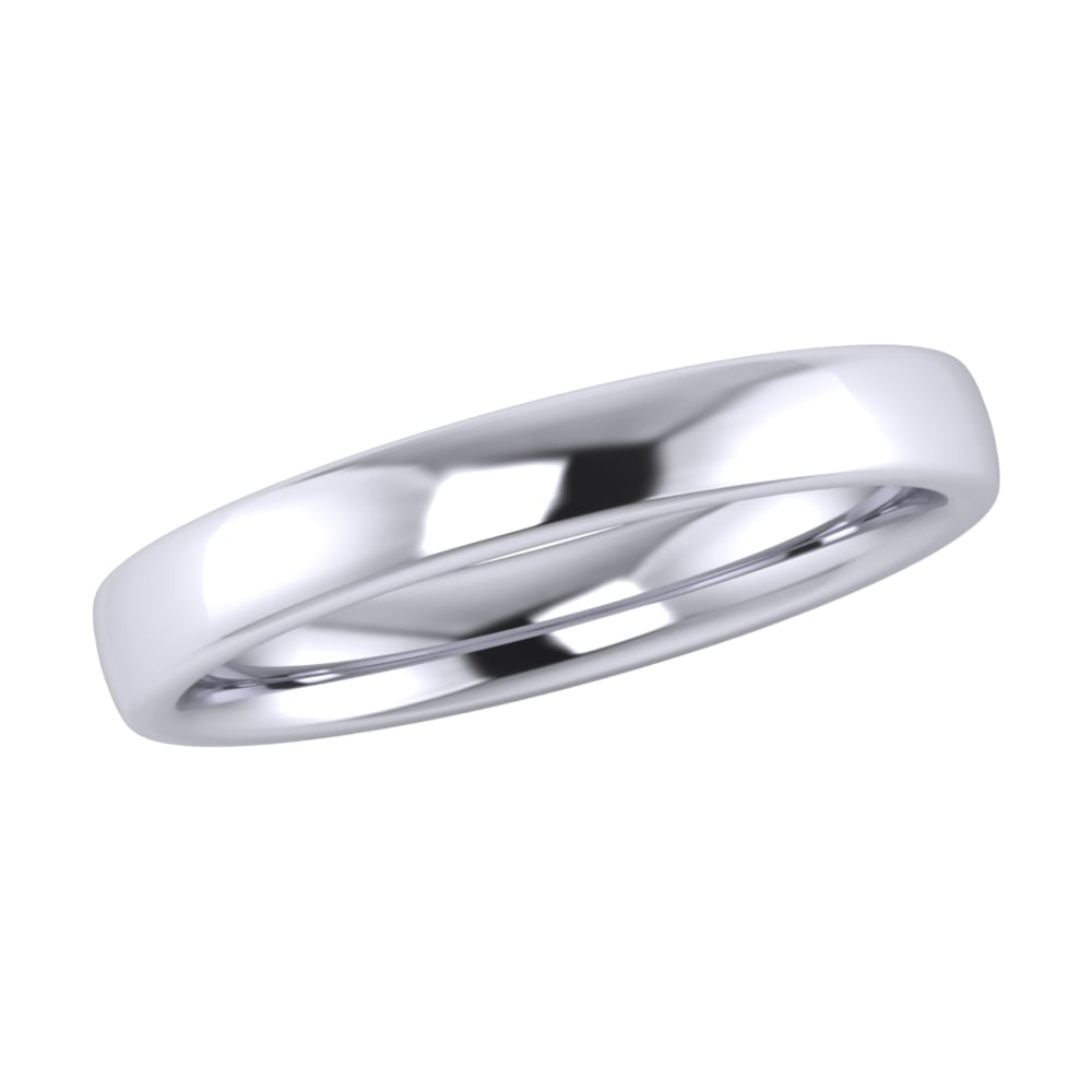 Platinum 3mm Slight Court Wedding Ring (Medium Weight)