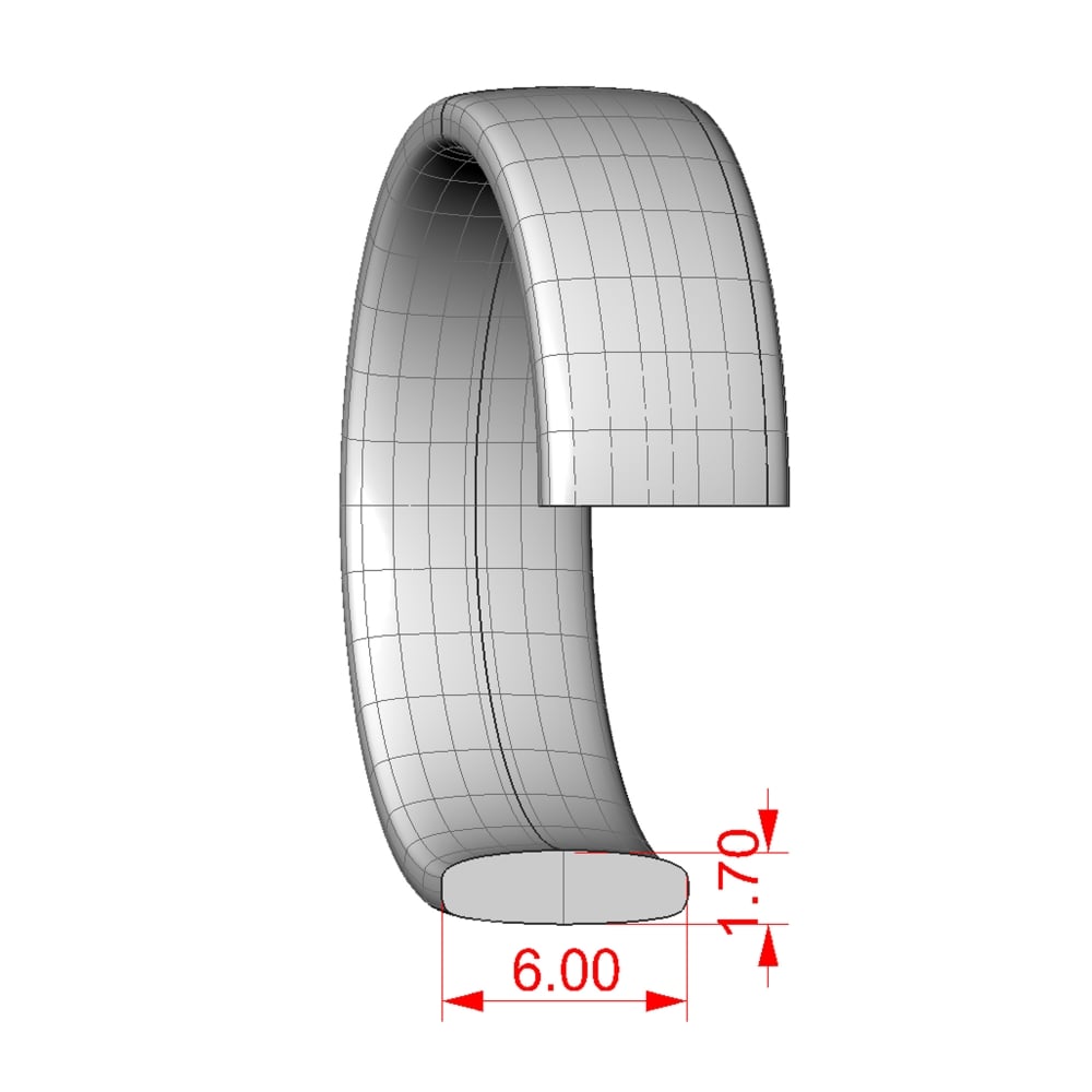 Platinum 6mm Slight Court Wedding Ring (Medium Weight)