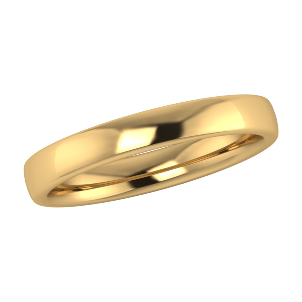 18ct Yellow Gold 3mm Court Wedding Ring (Medium Weight)