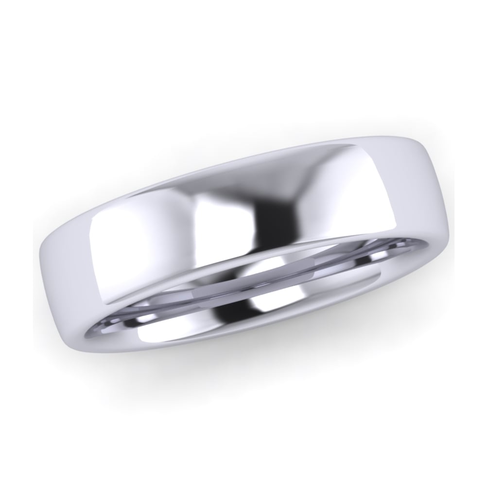 9ct White Gold 5mm Slight Court Wedding Ring (Medium Weight)