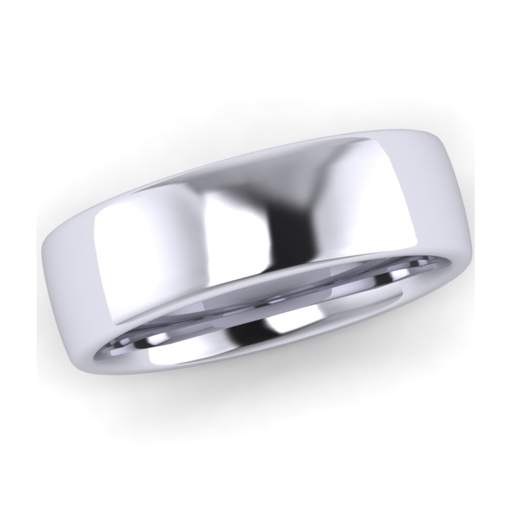18ct White Gold 6mm Slight Court Wedding Ring (Medium Weight)