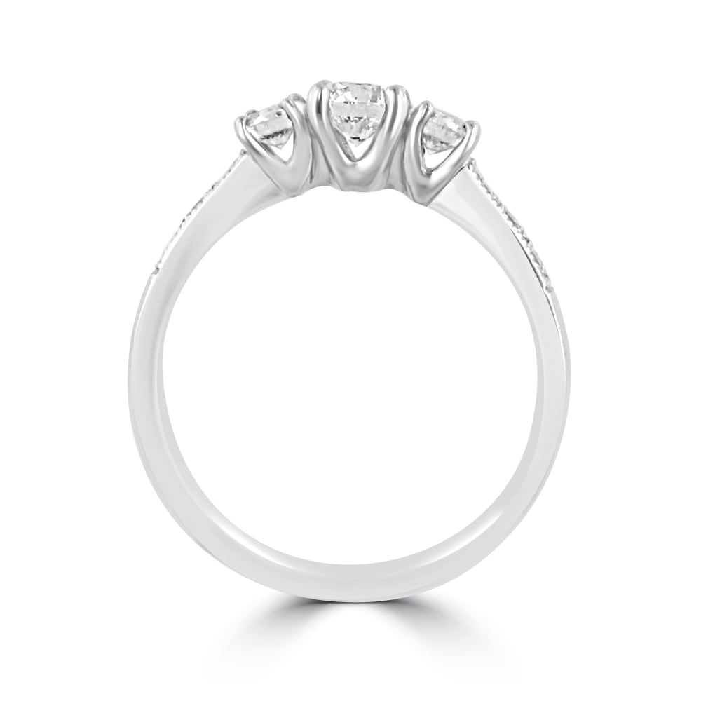 Three Round Diamond Ring With Diamond Shoulders