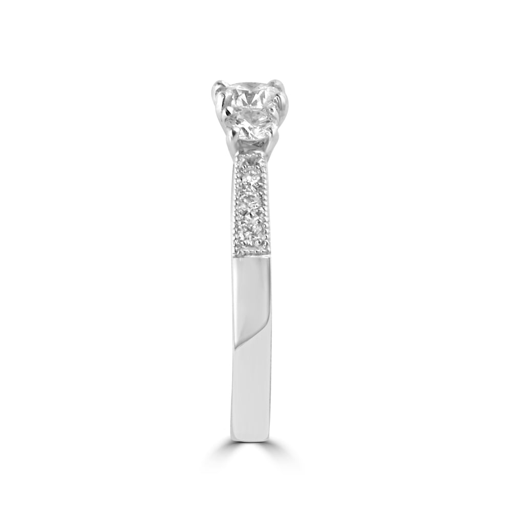 Three Round Diamond Ring With Diamond Shoulders