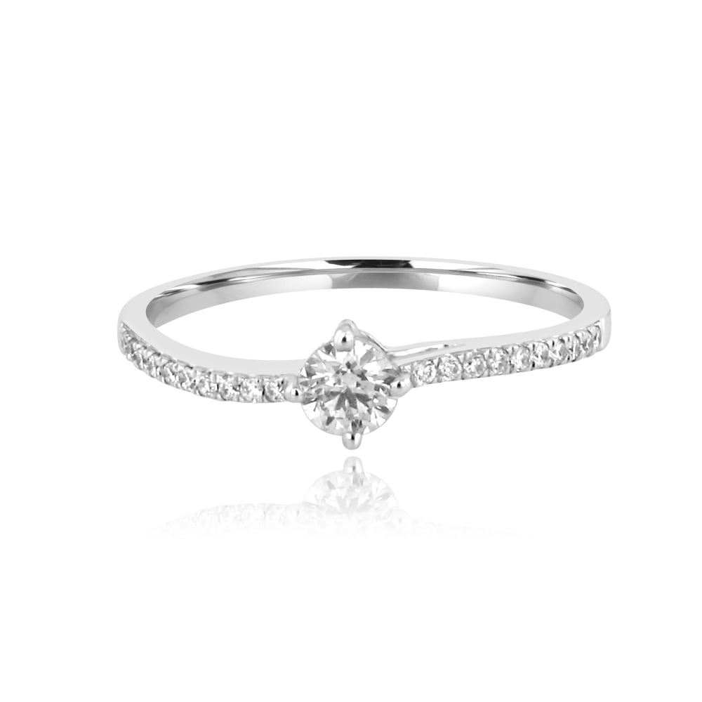 Platinum 0.20ct Round Diamond Wave Ring