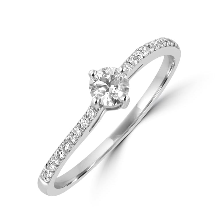 Platinum 0.20ct Round Diamond Wave Ring