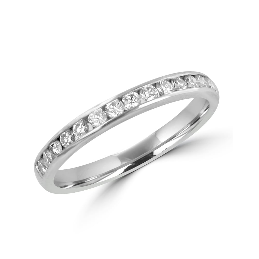18ct White Gold 2.5mm Wide Round Diamond Ring