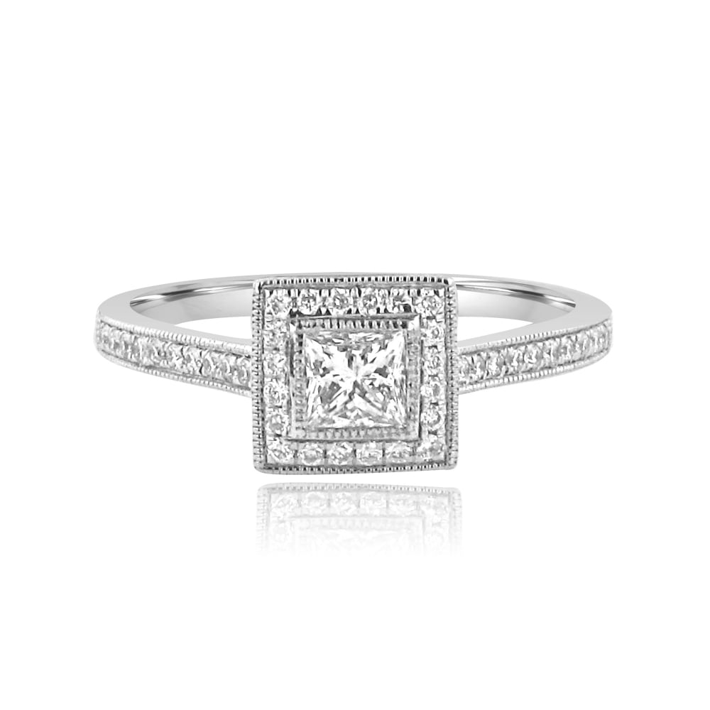 18ct White Gold 0.40ct Princess Diamond Cluster Ring