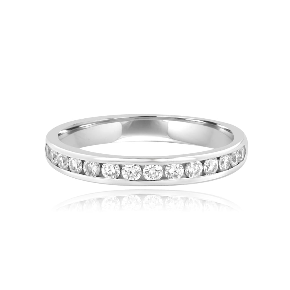 Fourteen Round Diamond Wedding Ring in 18ct White Gold