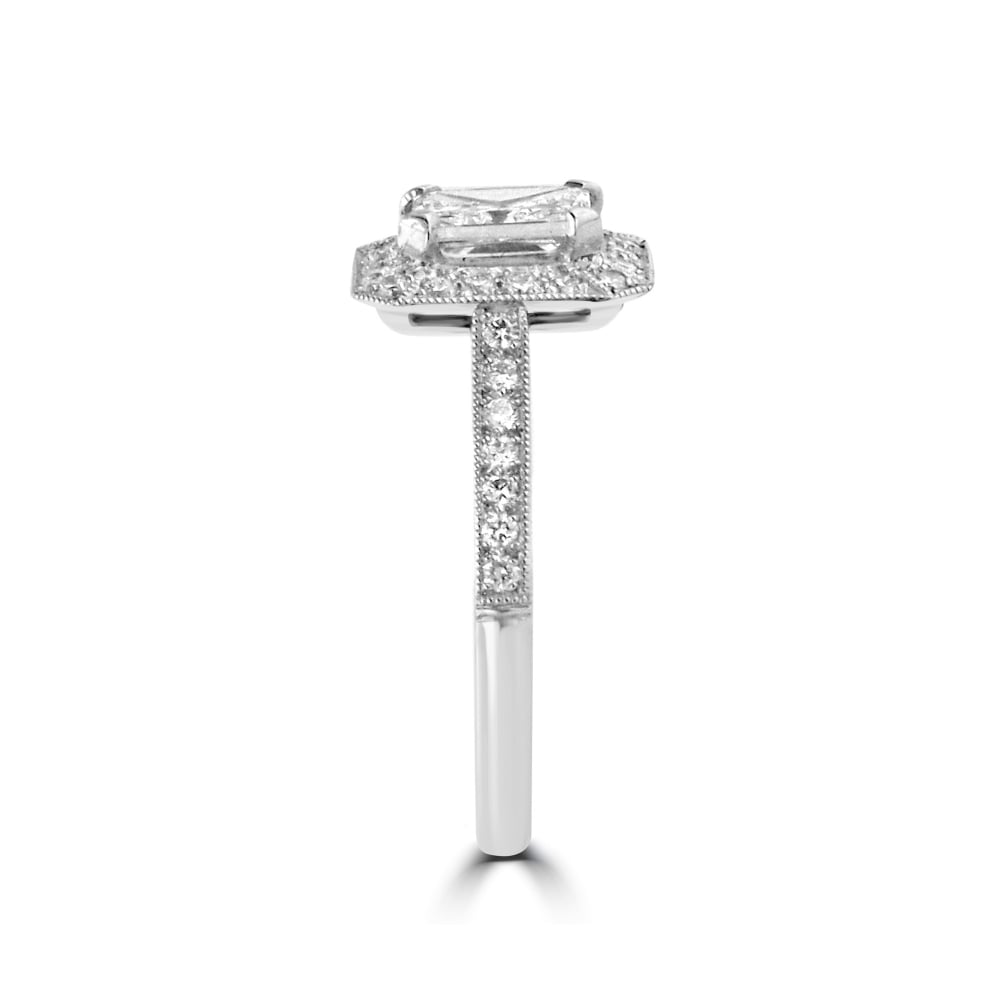 0.90ct Radiant Cut Diamond Deco Style Cluster Ring