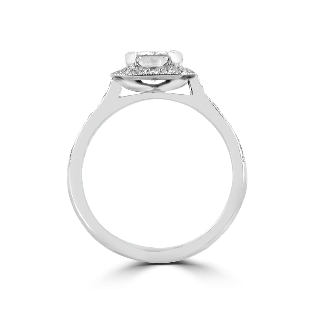 0.90ct Radiant Cut Diamond Deco Style Cluster Ring