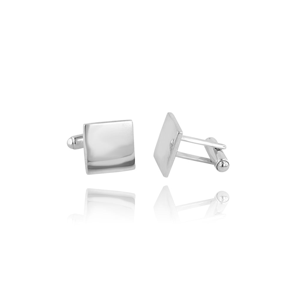 Plain Square Cufflinks in Silver