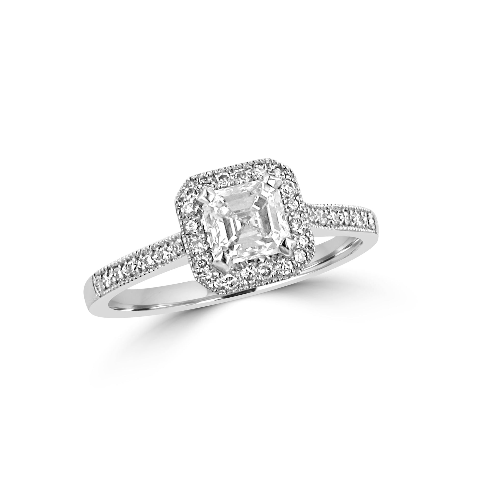 0.61ct Square Emerald Cut Asscher Diamond Cluster Ring