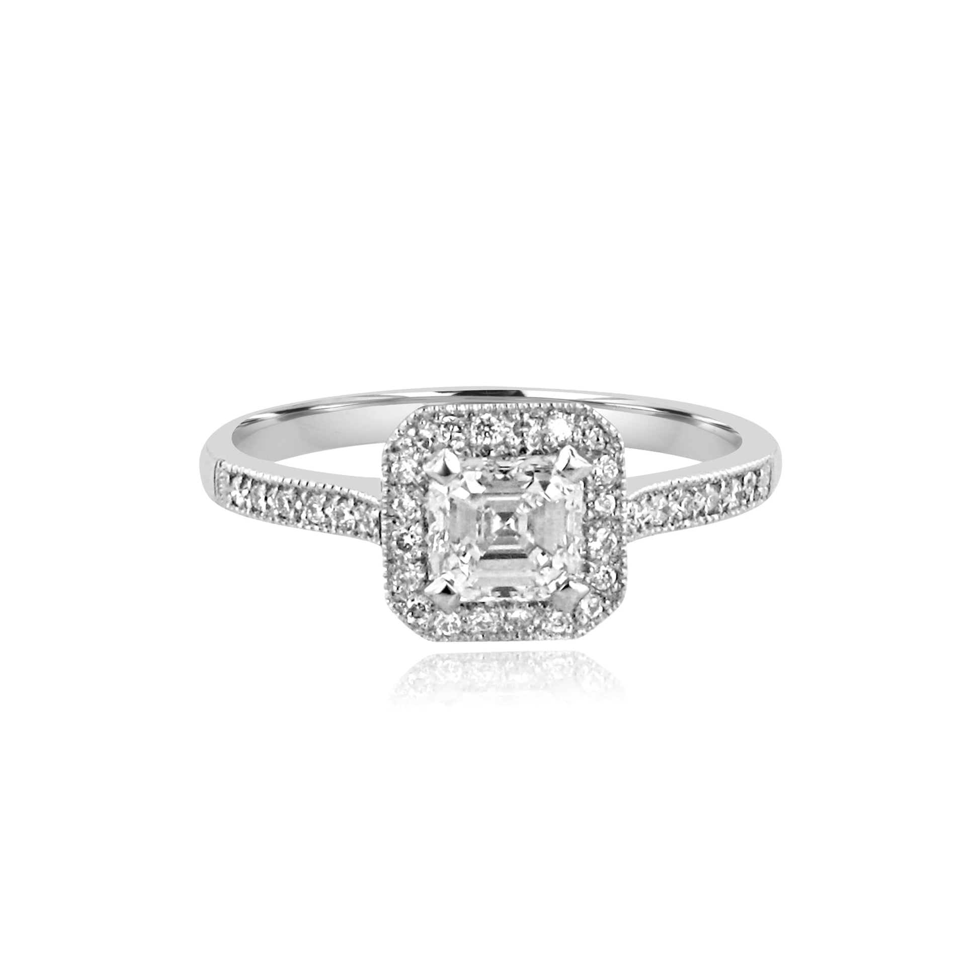0.61ct Square Emerald Cut Asscher Diamond Cluster Ring