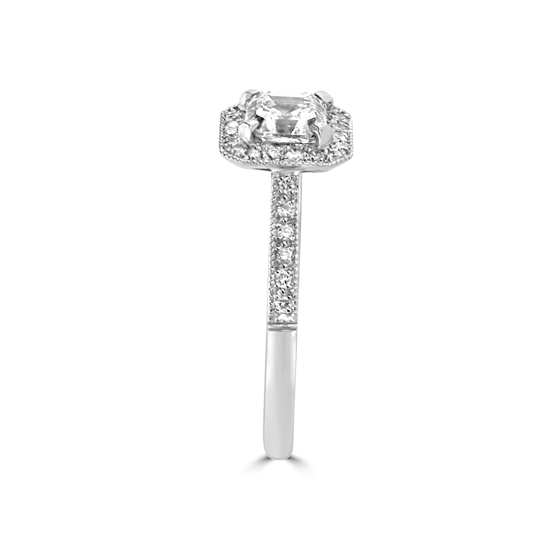 0.61ct Square Emerald Cut Asscher Diamond Cluster Ring