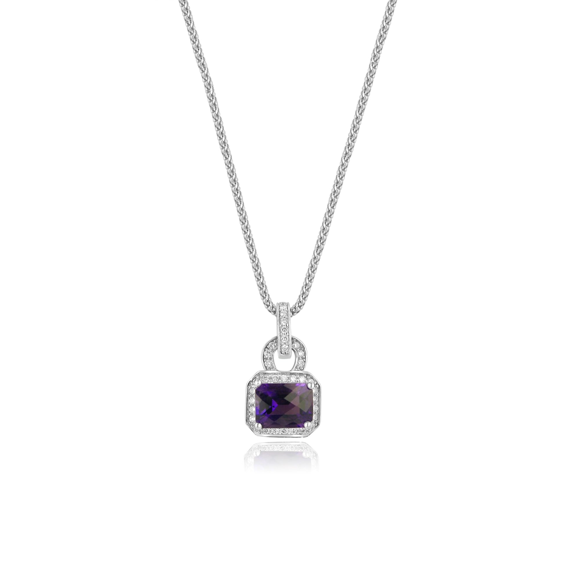 2.17ct Amethyst and Diamond 18ct White Gold Necklace