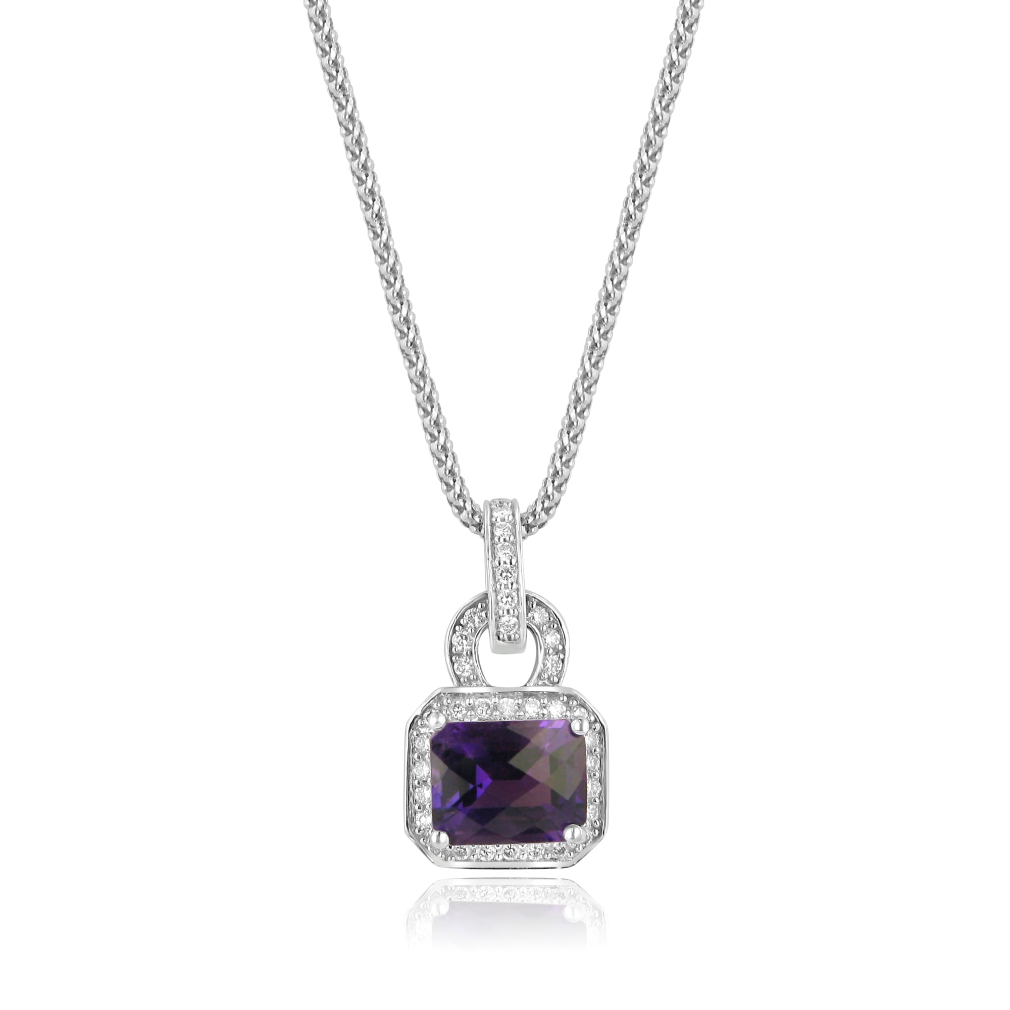 2.17ct Amethyst and Diamond 18ct White Gold Necklace