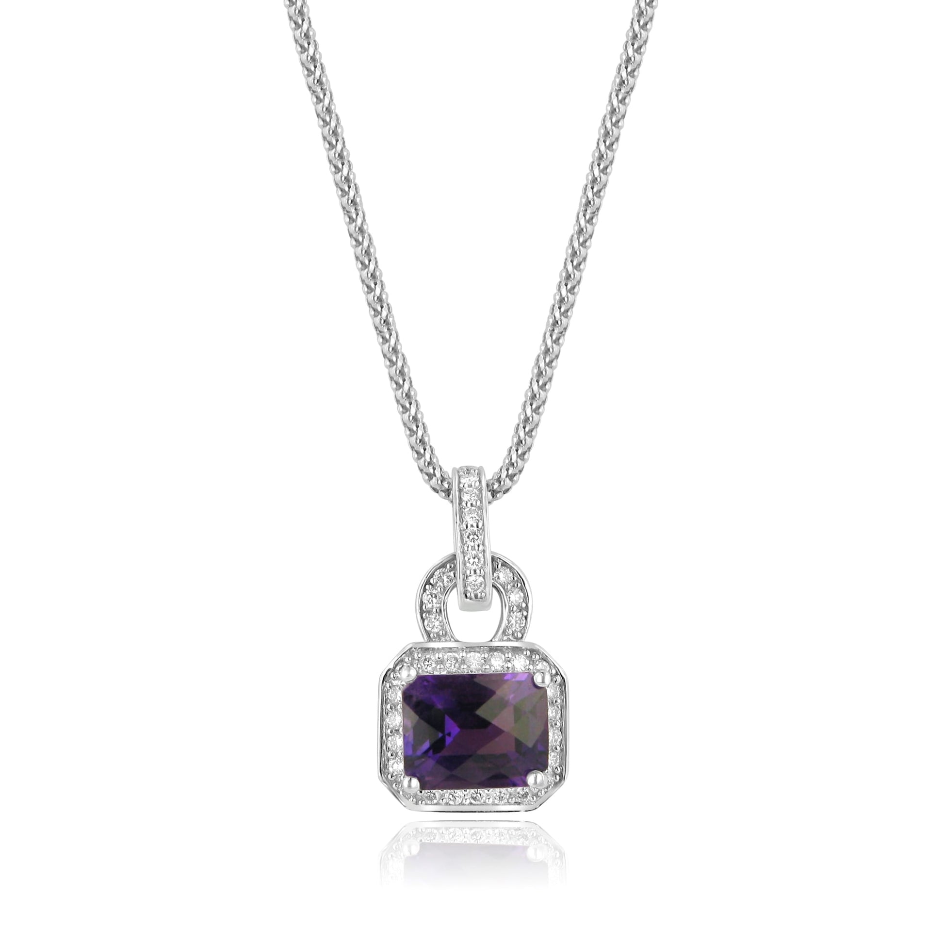 2.17ct Amethyst and Diamond 18ct White Gold Necklace