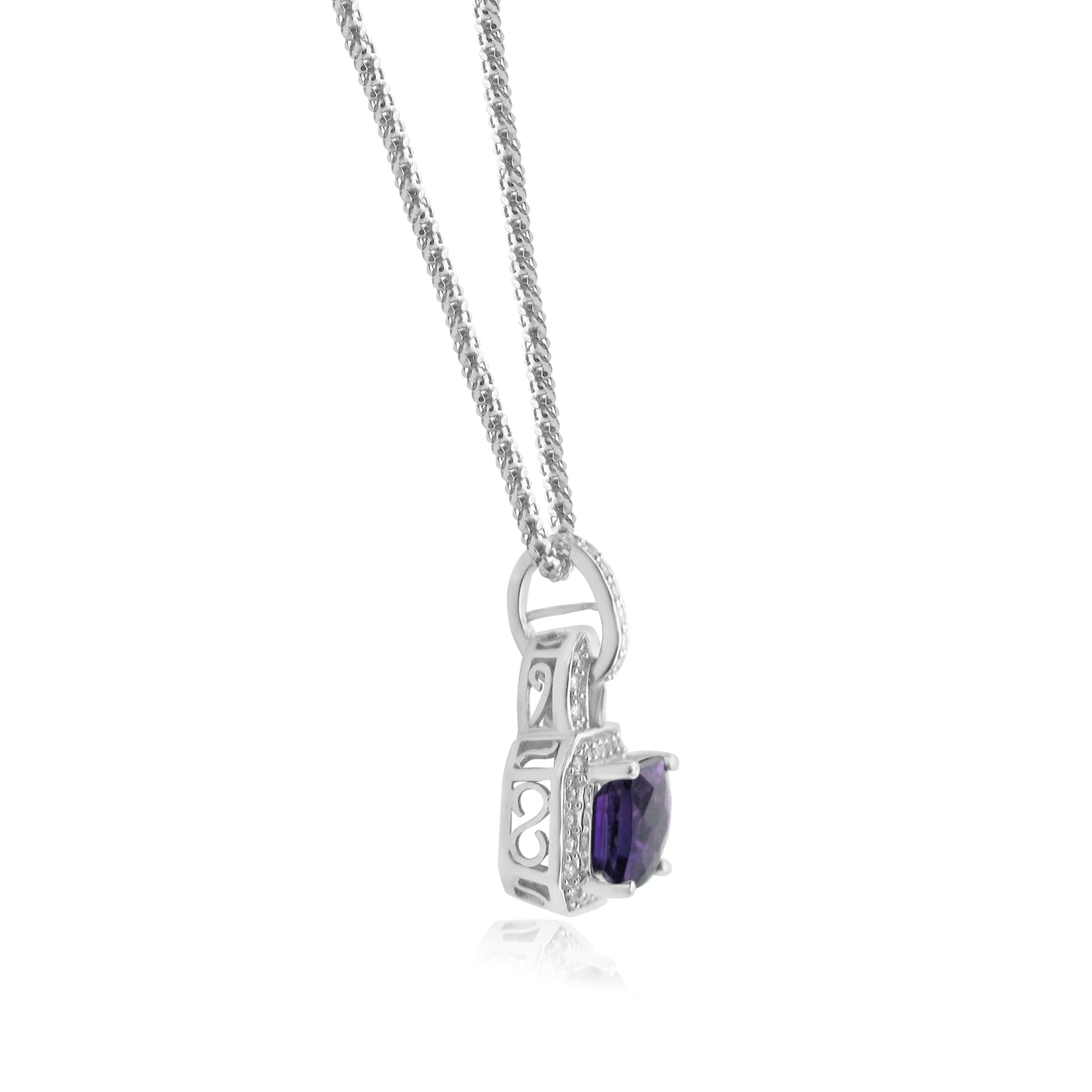 2.17ct Amethyst and Diamond 18ct White Gold Necklace