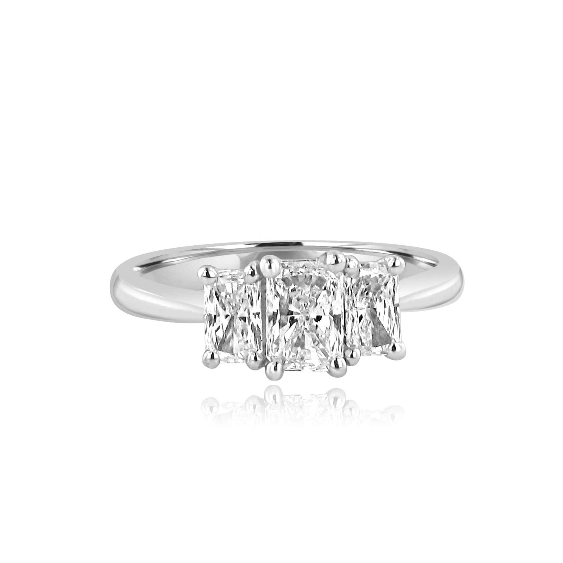 Platinum Three Stone Radiant Cut 1.19ct Diamond Ring