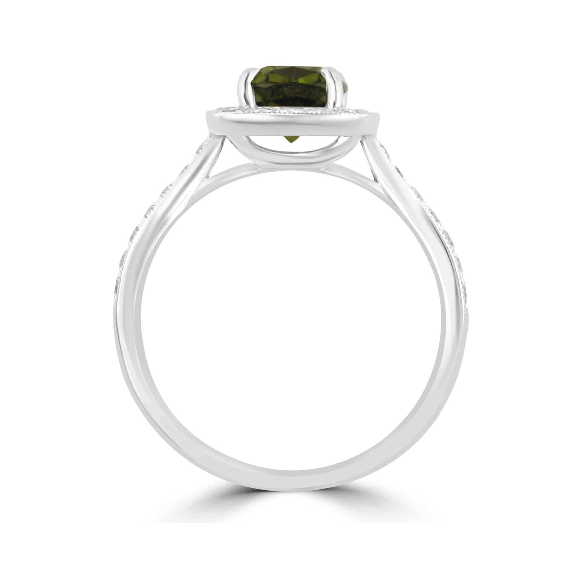 1.75ct Green Tourmaline and Diamond Cluster Ring