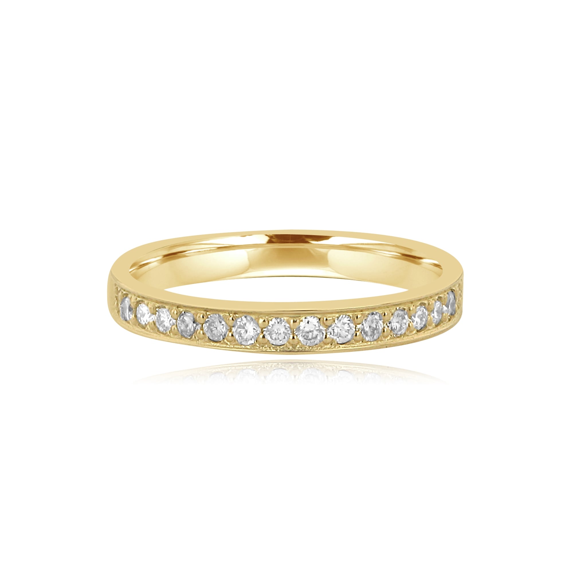 2.7mm Court Grain Set Round Diamond 18ct Yellow Gold Wedding Ring