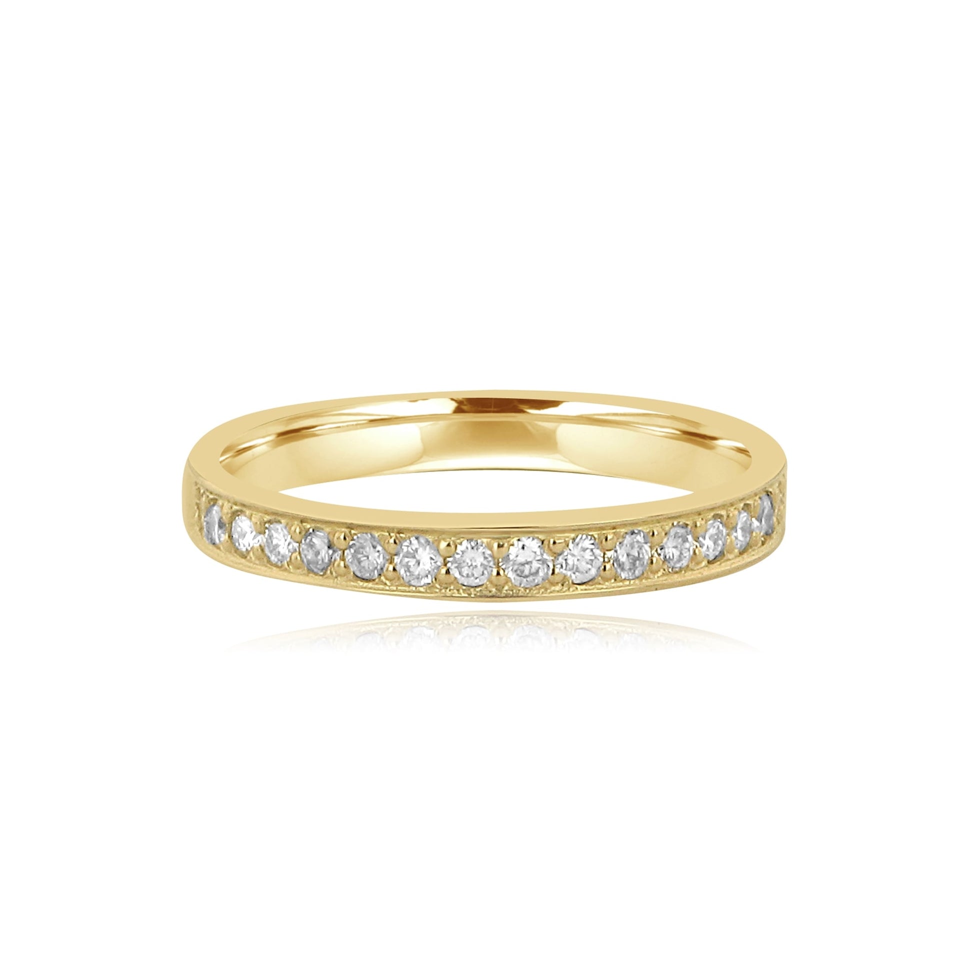 2.7mm Court Grain Set Round Diamond 18ct Yellow Gold Wedding Ring