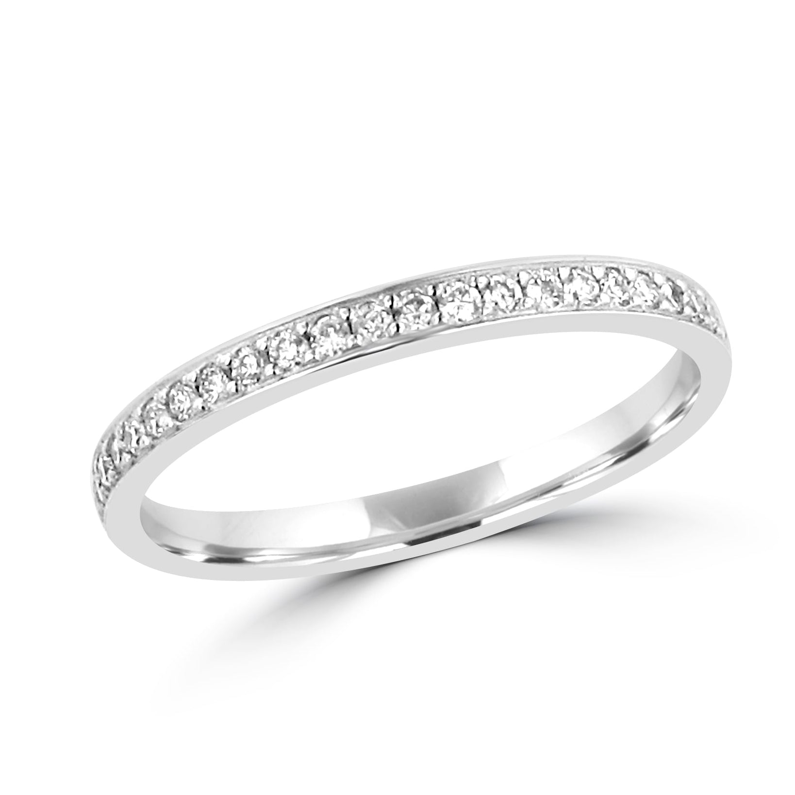 2.2mm Wide Round Diamond Platinum grain Set Vintage Inspired Wedding Ring