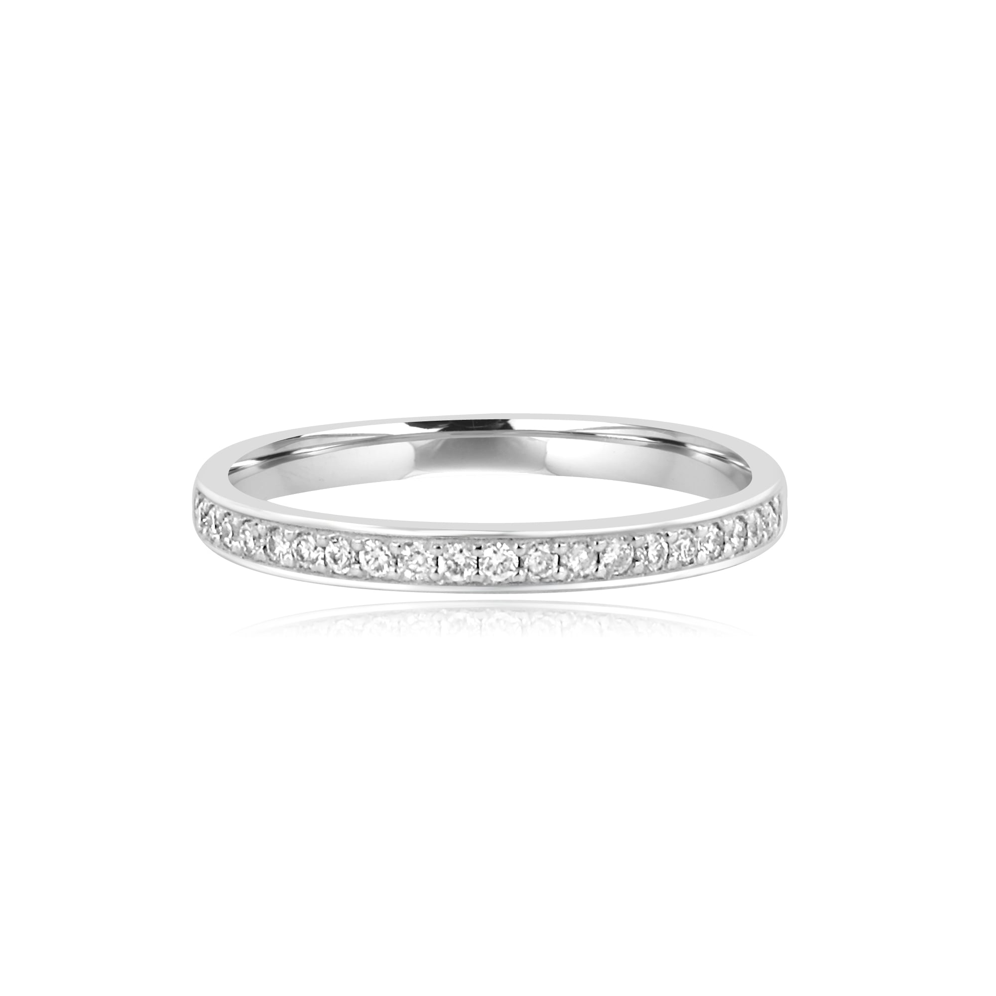 2.2mm Wide Round Diamond Platinum grain Set Vintage Inspired Wedding Ring