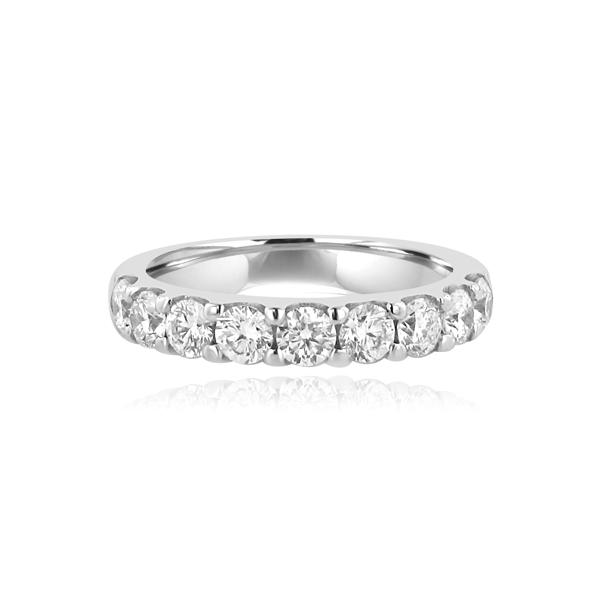 3.2mm Round Diamond Claw Set Platinum Band Ring