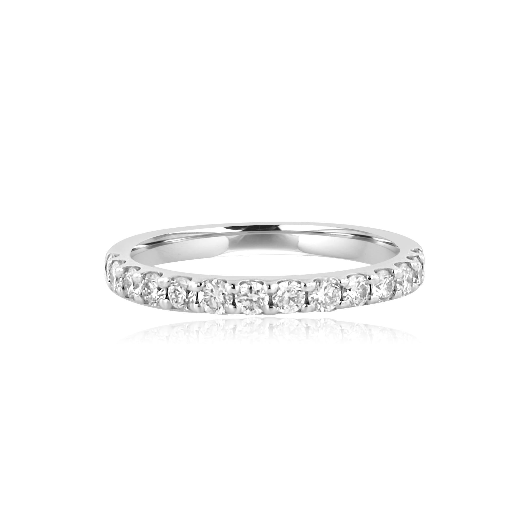 2mm Round Diamond Claw Set Platinum Band Ring