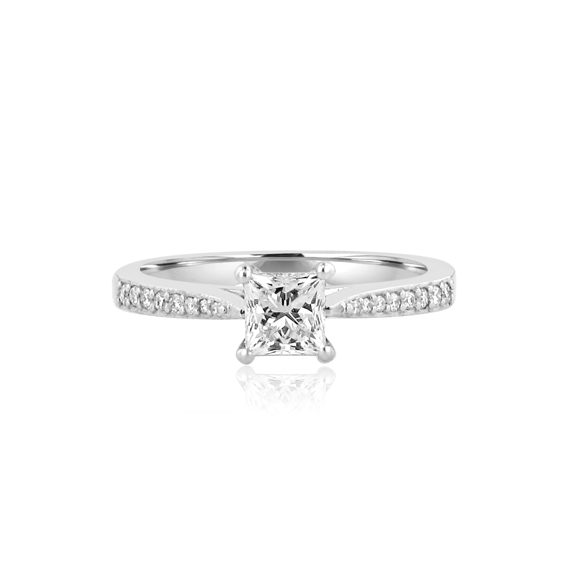 Platinum 0.65ct Princess Cut Diamond Engagement Ring and Diamond Set Band