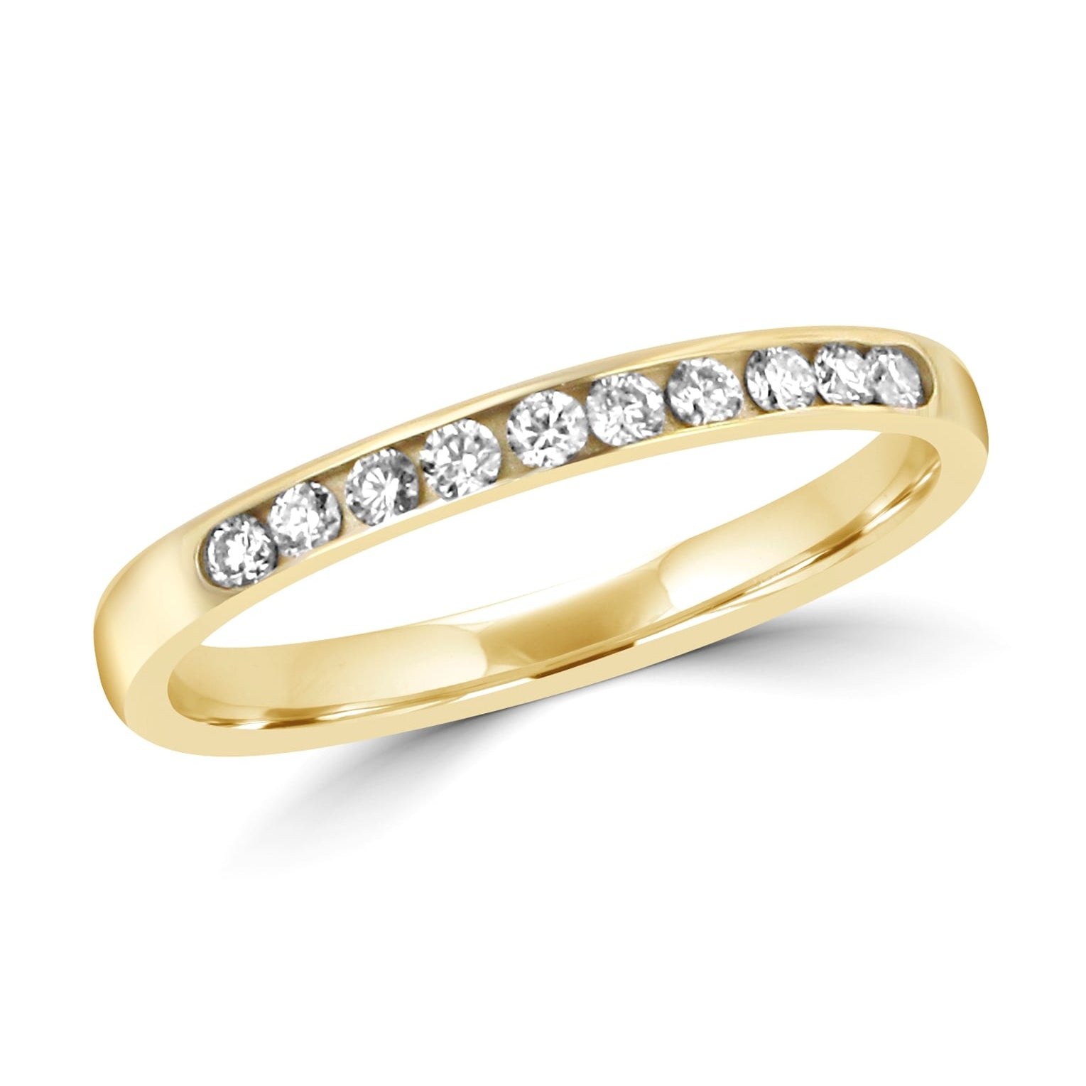 9ct Yellow Gold Ten Stone Round Diamond Band Ring