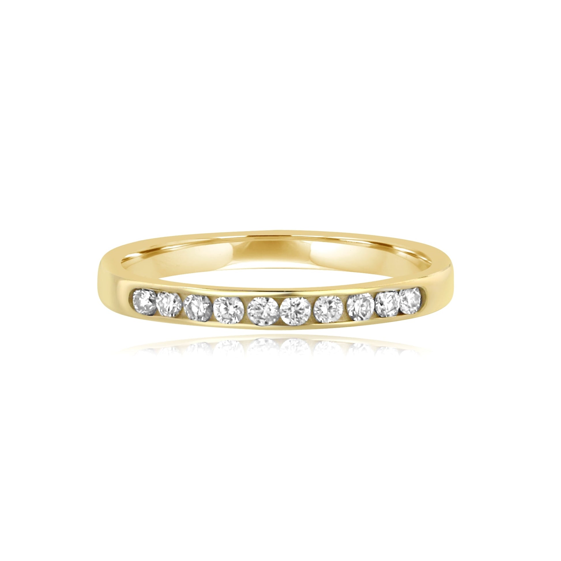 9ct Yellow Gold Ten Stone Round Diamond Band Ring