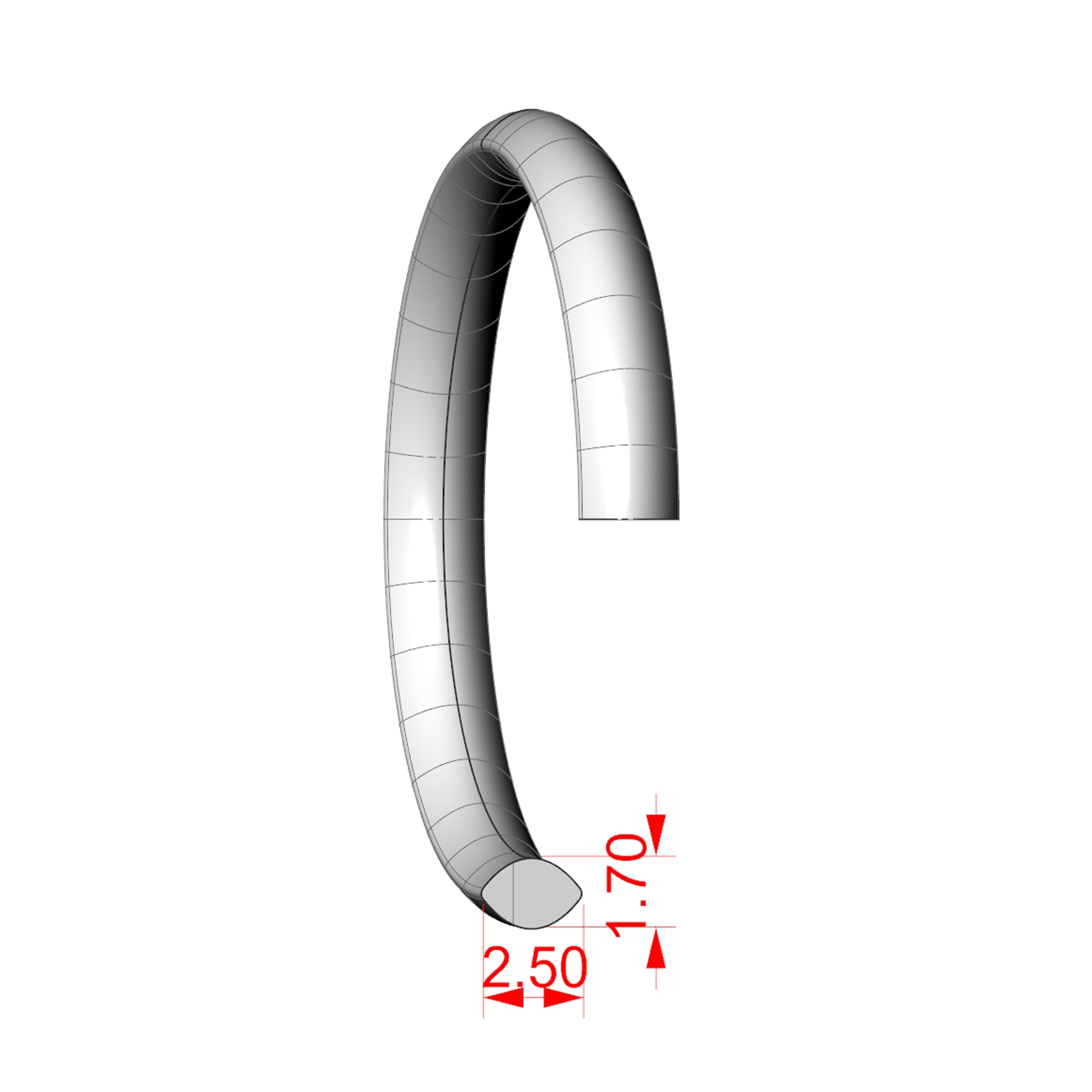 2.5mm 18ct White Gold Traditional Court Wedding Ring