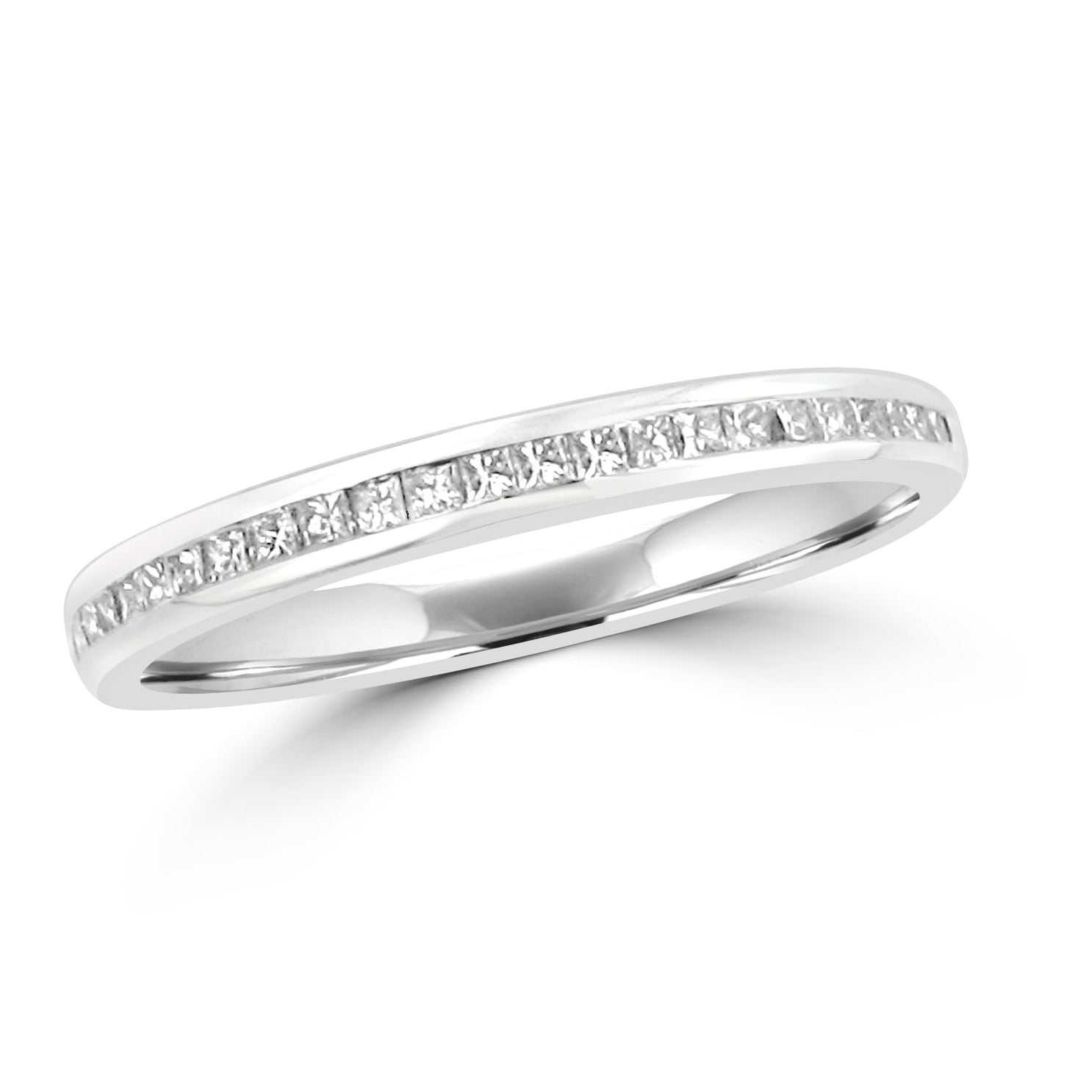 2.2mm 18ct White Gold Princess Cut Diamond Wedding Ring