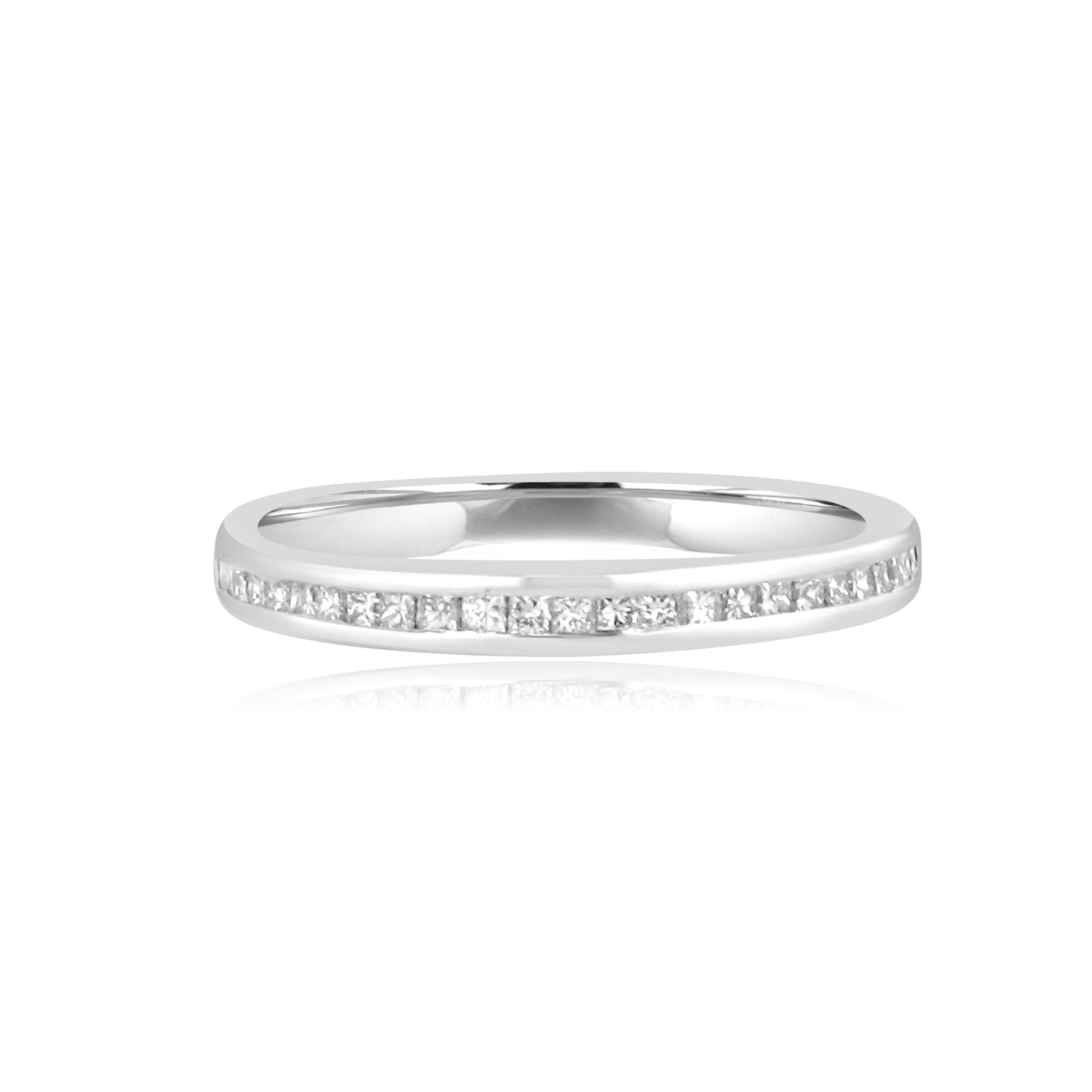 2.2mm 18ct White Gold Princess Cut Diamond Wedding Ring