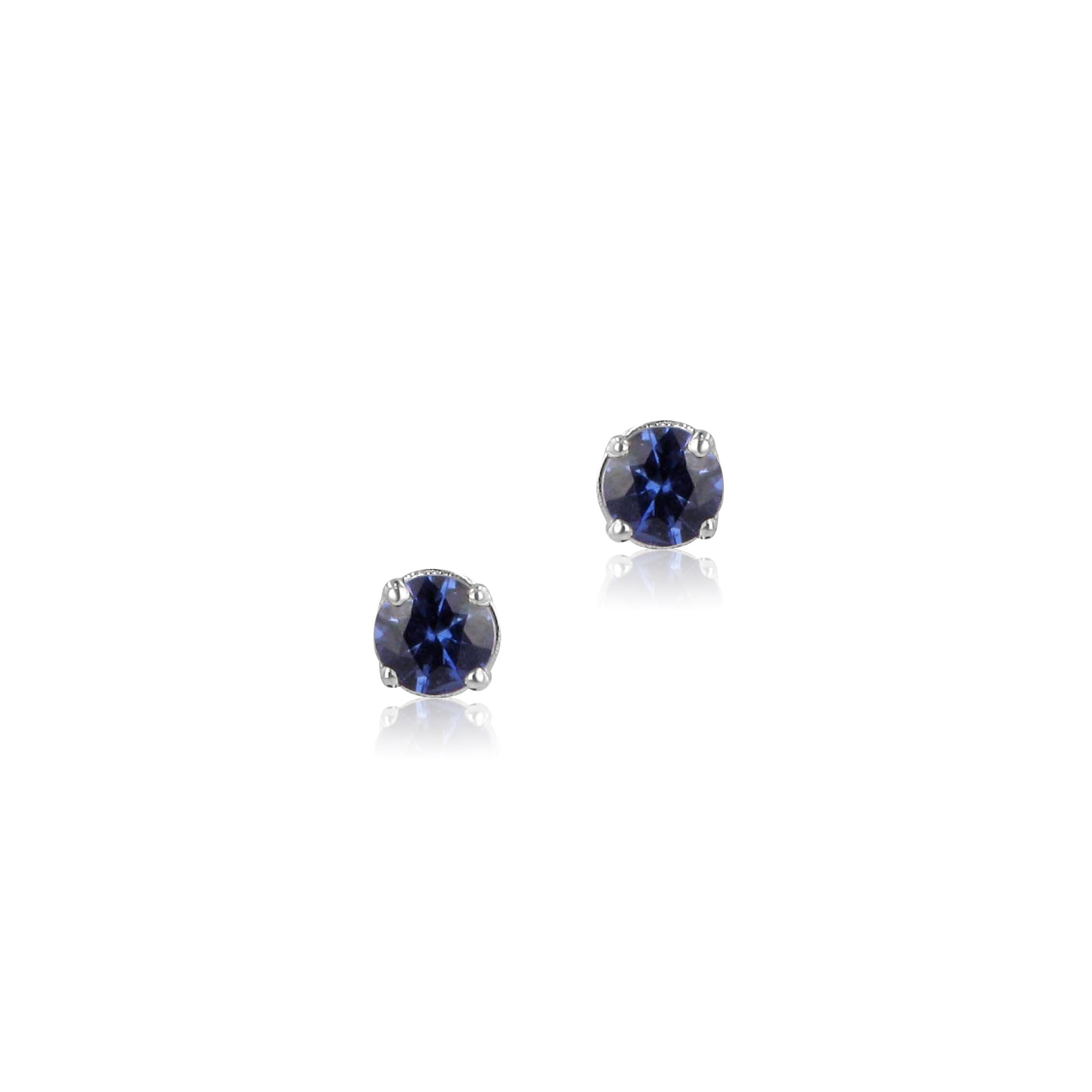 9ct White Gold Round Ceylon Sapphire Stud Earrings