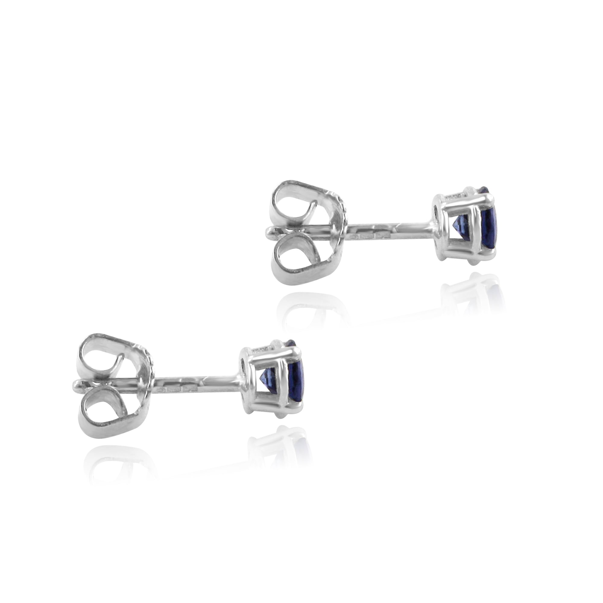 9ct White Gold Round Ceylon Sapphire Stud Earrings