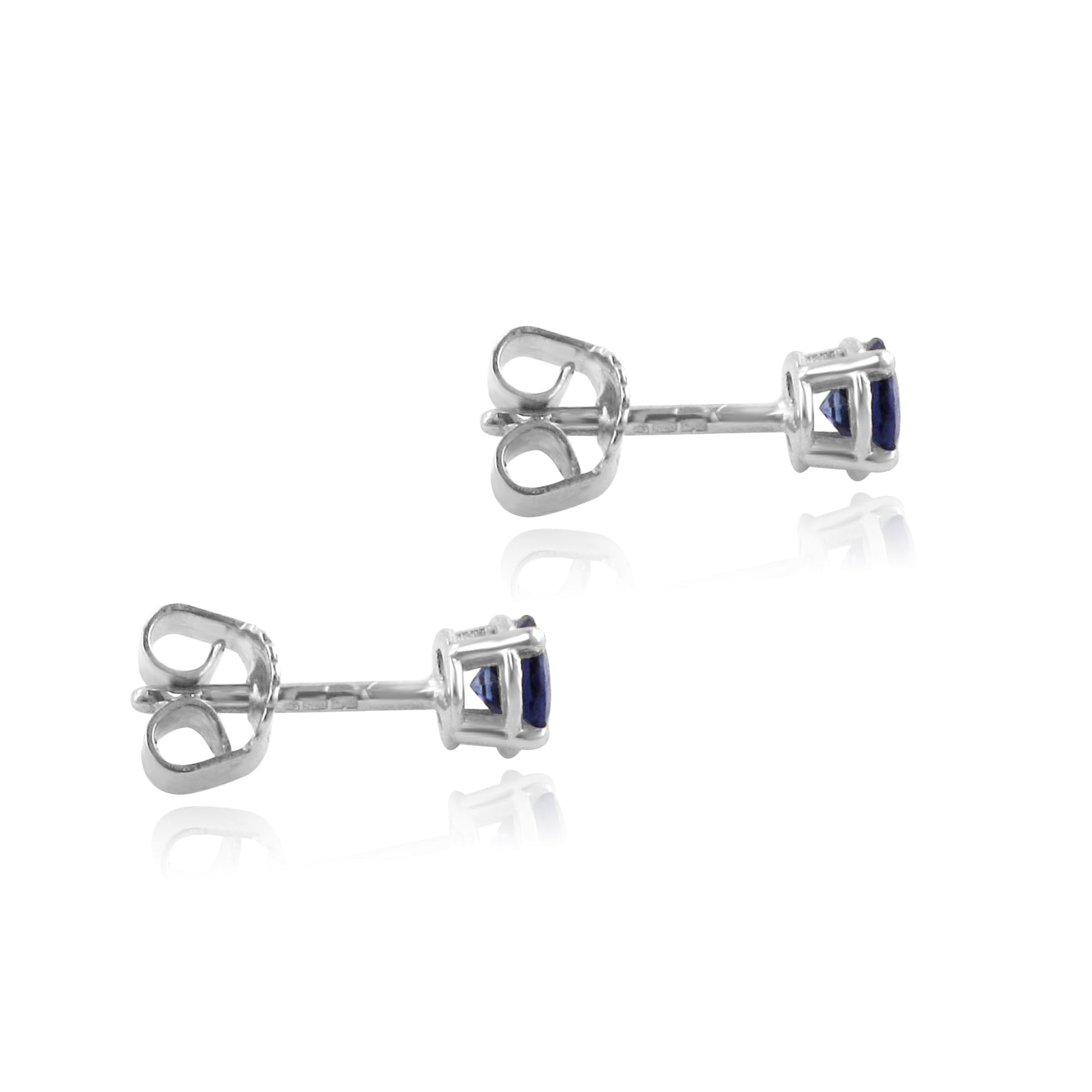 9ct White Gold Round Ceylon Sapphire Stud Earrings